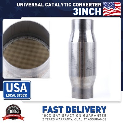 3'' INLET/OUTLET Catalytic Converter Stainless Steel w Heat Shield For Car Truck