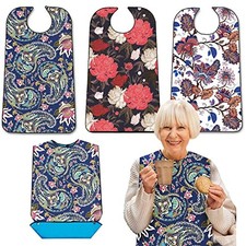 Adult Bibs with Crumb Catcher, Washable and Adjustable Adult Bibs for Women M...