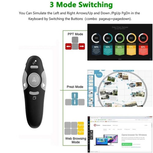Hot Laser Pointer Power Point Presentation Remote Control Wireless USB PPT - Afbeelding 15 van 22