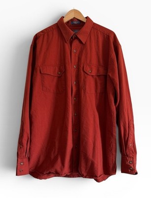 Pendleton Wester Wear Pure Virgin Wool Button Up Shirt Sz XL Long Rust