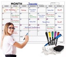 Large 36x48 White Board Calendar Blank Dry Erase Calendar for Wall Big Dry Erase