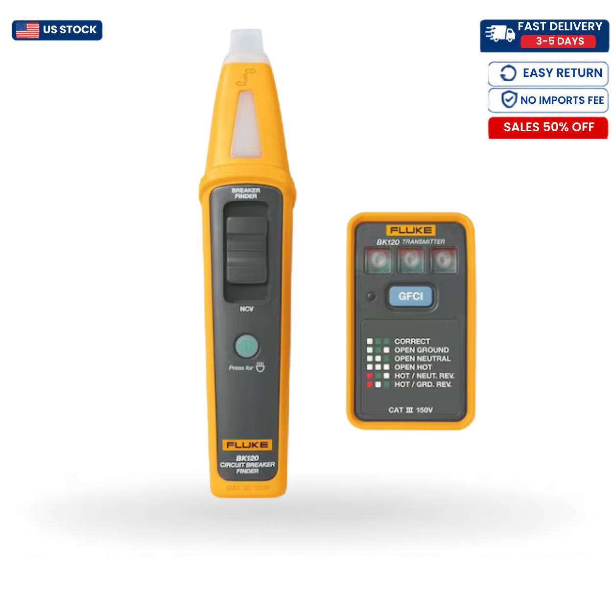 Fluke BK120 SmartTrace Circuit Breaker Finder GFCI Tester CAT III 150V
