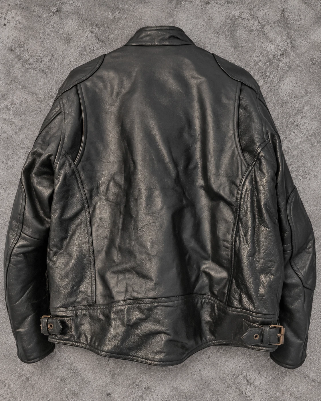 HWK Men’s Black Genuine Buffalo Leather Café Racer Motorcycle Jacket – Size S - product detail image 2