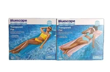  Inflatable Pool Floats, Bluescape, Blue And Pink Transparent His And Her Mats