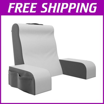 Memory Foam Bed Chair Pillow for Sitting Up - Gray/White