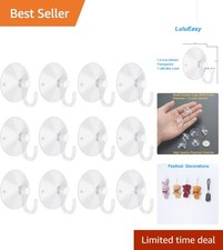 Stylish 1.2-inch Clear Suction Cup Hooks - 12 Pieces for Decoration  Storage