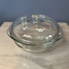 Vintage Pyrex 1.5 Qt Clear Glass Round Casserole Dish + Lid 023-N Made in USA