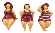 3er Set Kantenhocker Kantensitzer Badenixe Badedame  mollige Frau ca. 7cm (CG)