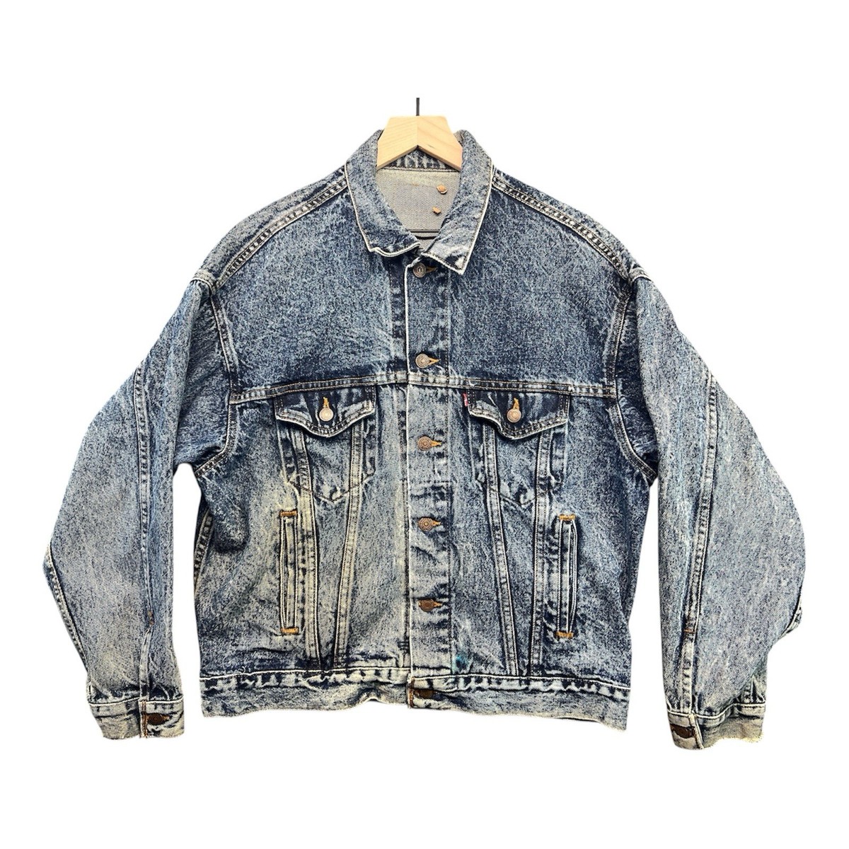 Vintage Levi's 755 Blue Stone Washed Leather Tag 6 Pocket Trucker