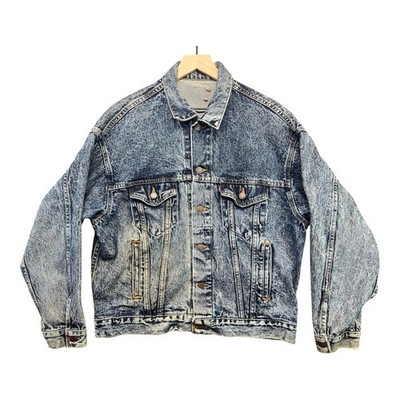ジャケット・アウター Levi's 80s Denim Jackets 75525-0412 L Vintage Levi's 755 Blue Stone Washed Leather Tag 6 Pocket Trucker