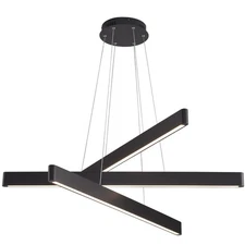 3-Light Solid Wood Black Linear Pendant Light - Dimmable Modern LED Chandelie...