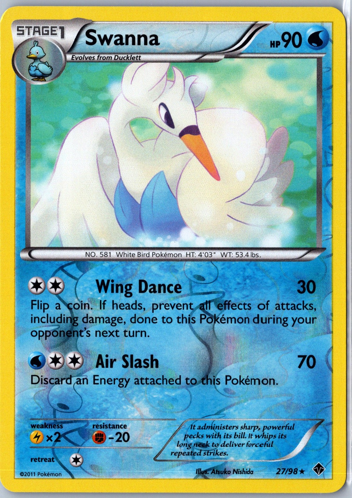 Pokemon: Emerging Powers Swanna #27/98 Reverse Holo - NM Rare .VO5