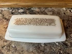 Vintage Pyrex Woodland Covered Butter Dish Milk Glass USA 72-B