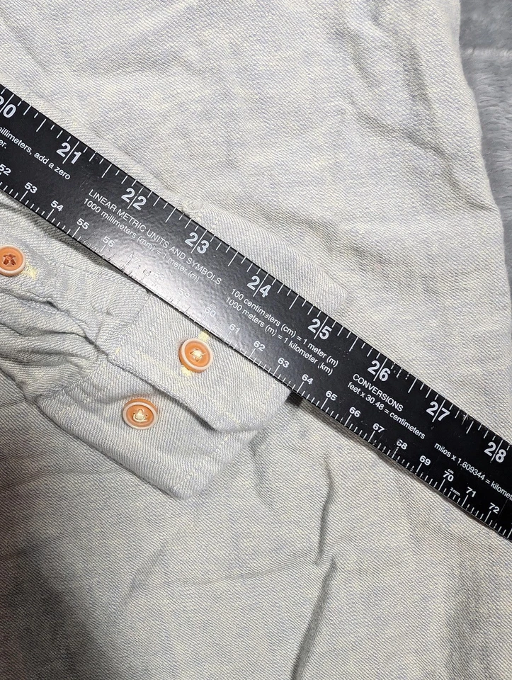 Camisa Carbon2Cobalto Para Hombre Grande Gris Con Botones Manga Larga Algodón Lino Informal Foto 4 de 4