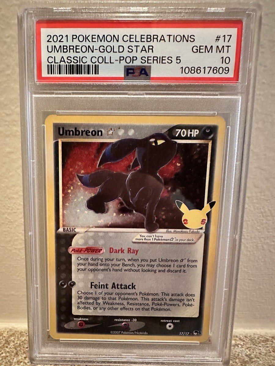 2021 Pokémon Umbreon-Gold Star PSA 10 Pokémon Card PSA 10 Umbreon Gold Star Celebrations Pop