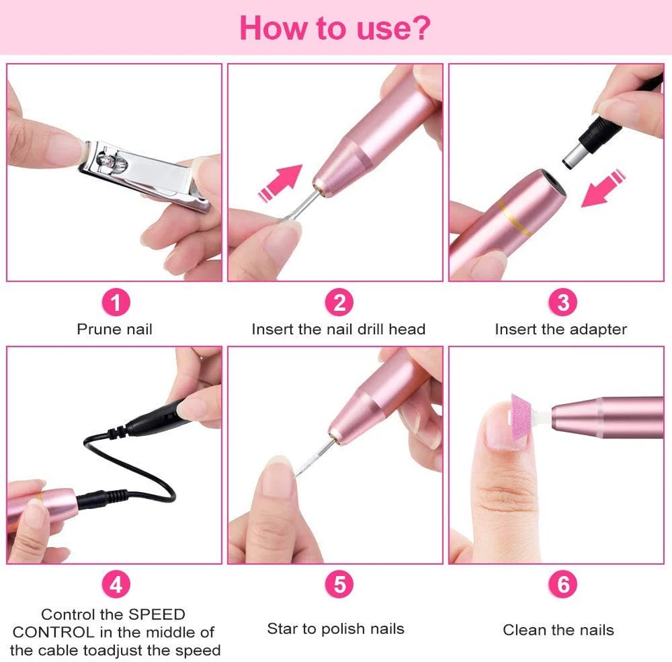 Nagelfräser Elektrische Nagelfeile Profi Set Pediküre Maniküre Nail Drill Art DE - Bild 4 von 4