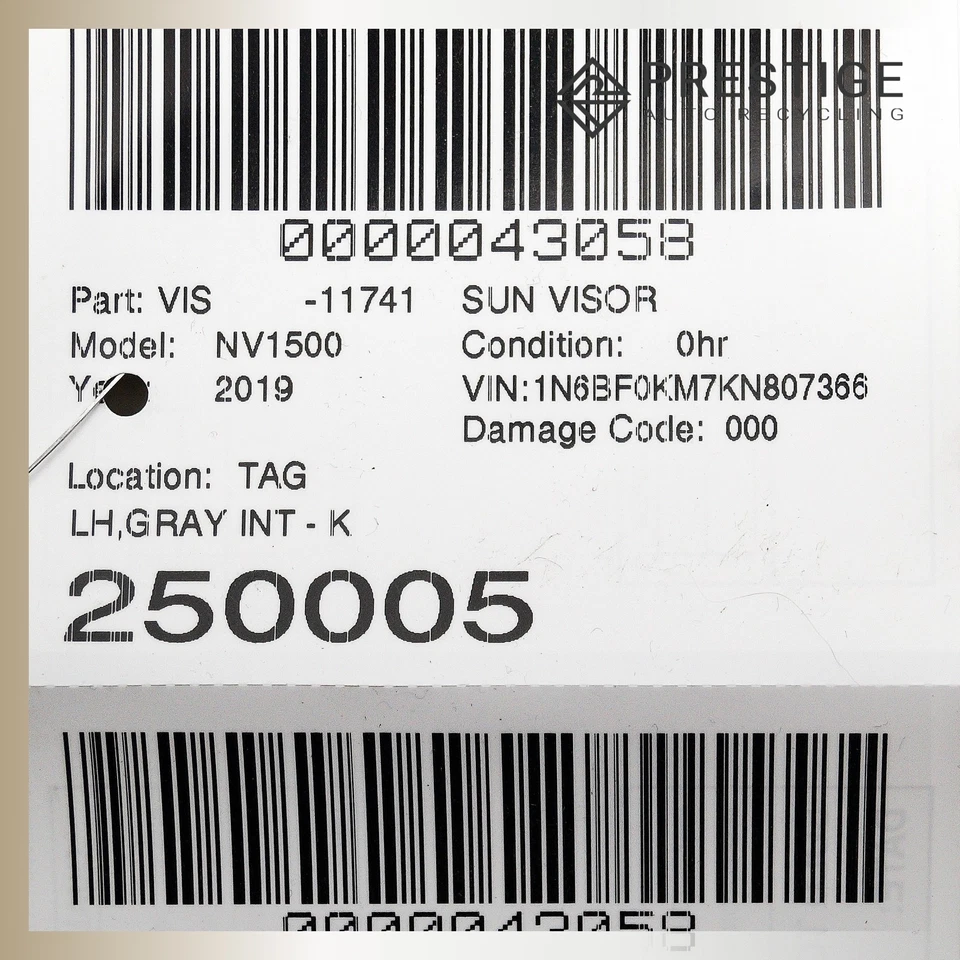 Parasol lado del conductor izquierdo Nissan NV1500 NV2500 NV3500 2012-2021 96401-1PA0A Foto 4 de 4