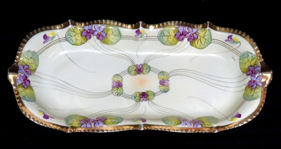 Prussia Rudolstadt Celery Relish Dish Antique Germany Porcelain Hand Painted