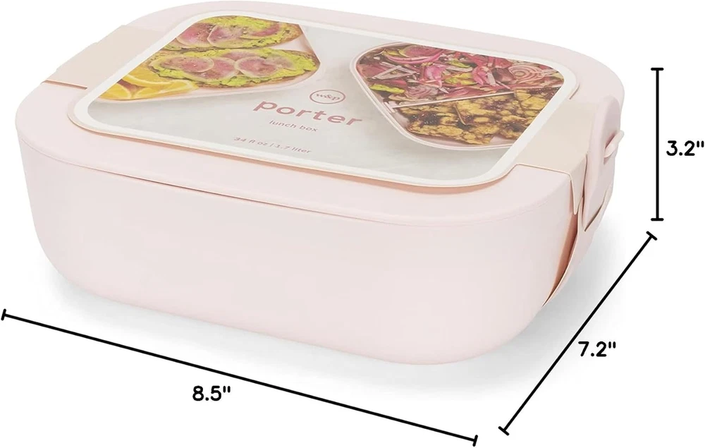 Porter Bento Lunch Box, 3 Compartment Bento Box Portable Adult Lunch Box with Sn