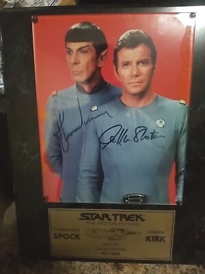 Star Trek Shatner and Nimoy Kirk Spock autograghed plaque Motion Pic ...