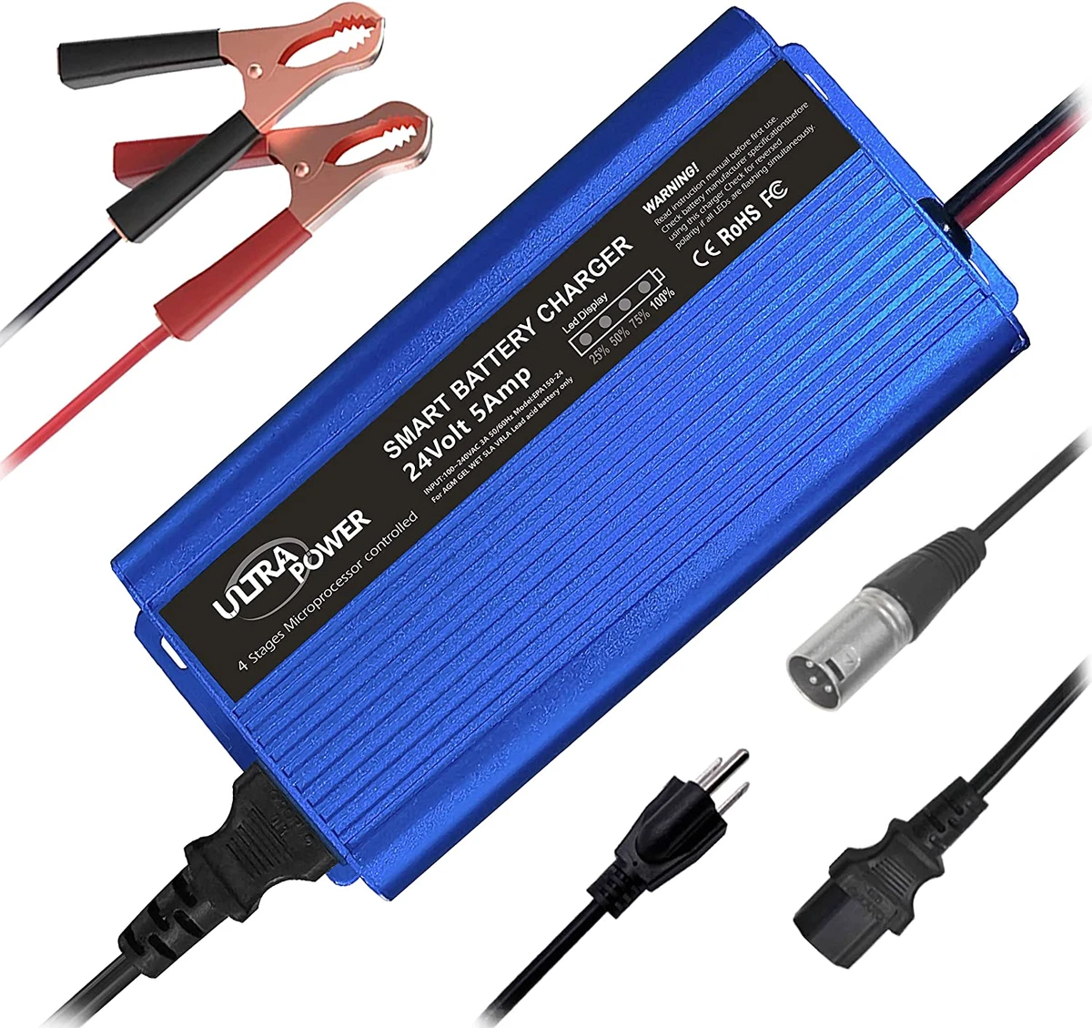 24 Volt Battery Charger Automatic Smart Charger 5 Amp Trickle Battery Charger
