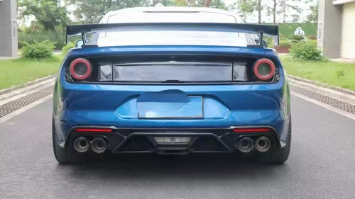 GT500 Style Black Rear Bumper Lip Quad Tips Diffuser For 18-22 Ford Mustang - Picture 5 of 17