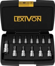 LEXIVON Tamper Proof Torx Bit Socket Set Premium S2 Alloy Steel 13Piece Security