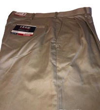 Izod American Chino Khaki Double Pleat Front Wrinkle Free Pant Size W36 X L36