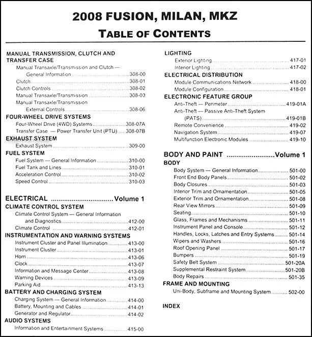 Manual De Taller Conjunto Ford Lincoln Mercury Fusion Milan MKZ 2008 - Imagen 3 de 3