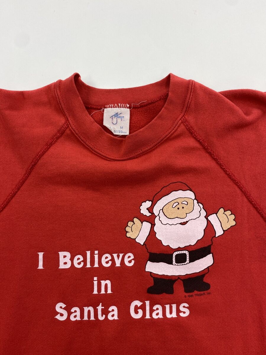 Vintage I Believe In Santa Claus Sweatshirt Adult Medium Red
