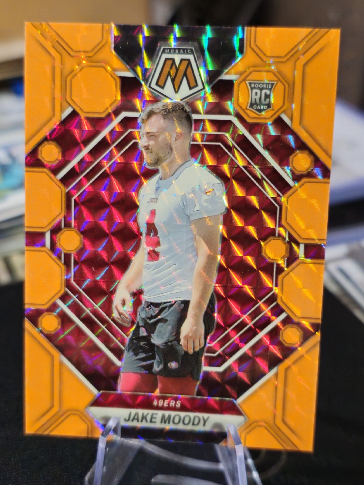 2023 Panini Mosaic Orange Fluorescent Mosaic #326  Jake Moody RC #1/25 49ers