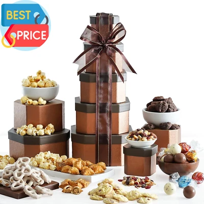 Gourmet Chocolate Food Gift Basket Christmas Holiday Snack Gifts for Families, C