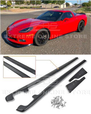 For 05-13 Corvette C6 Base | ZR1 Style Side Skirts Rocker Panels w/ Mud Flaps