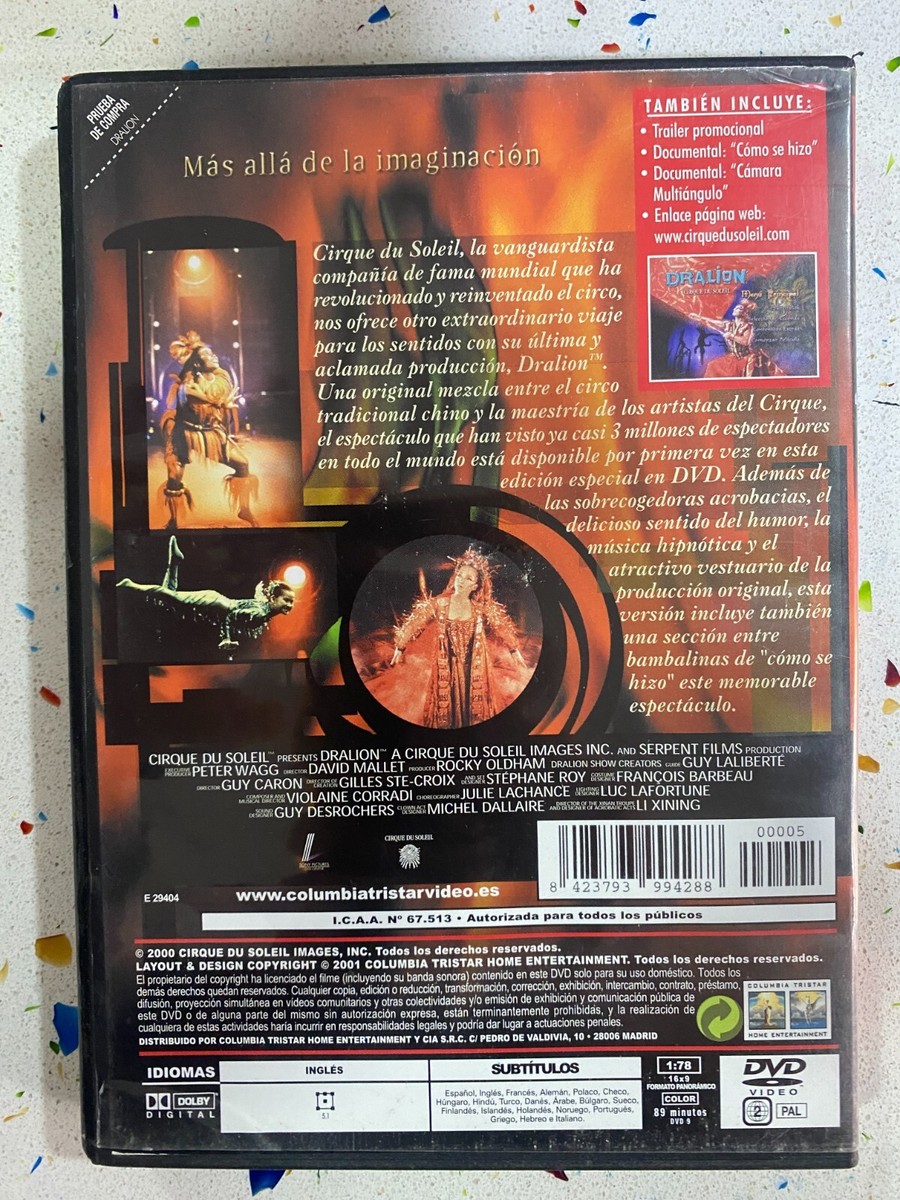 Cirque Du Soleil Dralion DVD - English With Spanish Subtitles