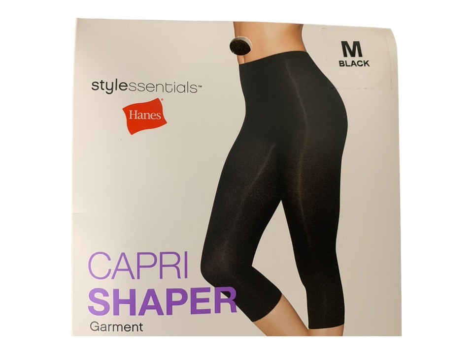 Hanes Stylessentials Capri Shapewear Garment Black Size M Smoothes
