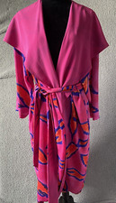 Vintage Victoria's Secret GOLD LABEL Kimono Robe SMALL Watercolor Leaf Magenta