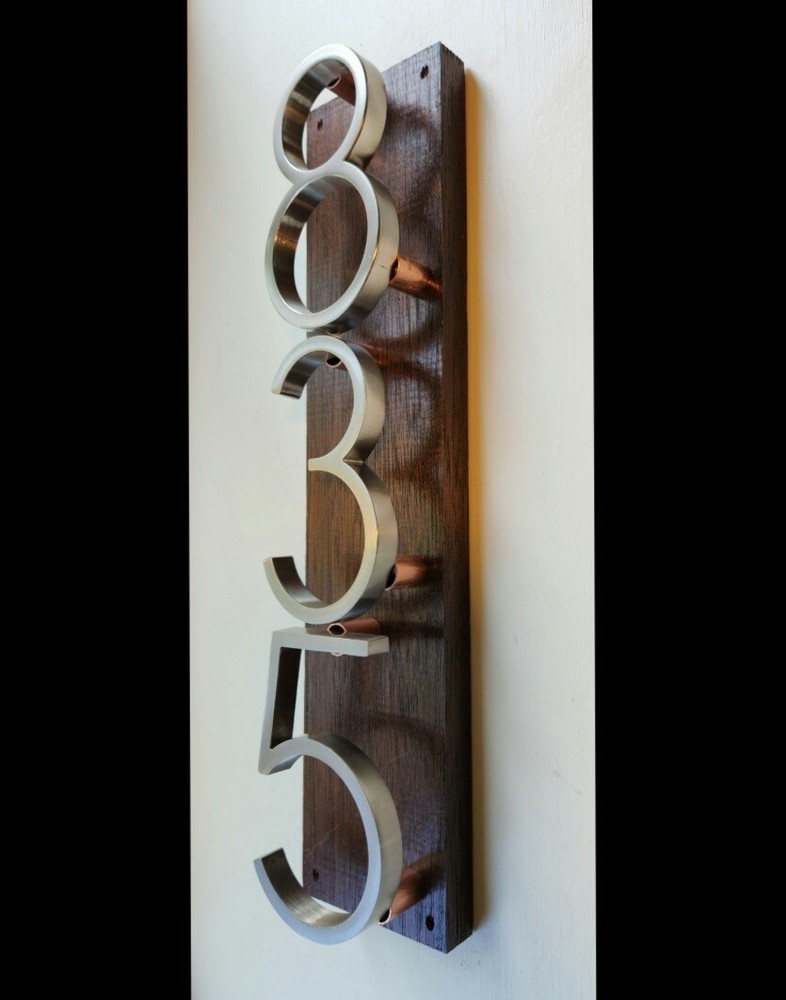 Mahogany address sign - Address plaque - House numbers - home art- Home address