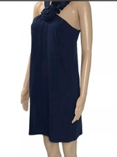 VOOM by JOY HAN Navy Blue Rosette Halter Neckline Mini Dress Size M