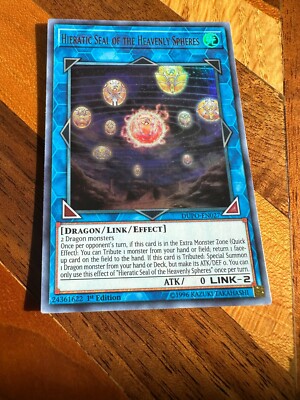 YuGiOh Card: Hieratic Seal Of The Heavenly Spheres - Ultra Rare, 1st Edition, Lightly Played Condition 1st Edition Various Sets YuGiOh Card: Hieratic Seal Of The Heavenly Spheres - Ultra Rare, 1st Edition, Lightly Played Condition 1st Edition Various Sets