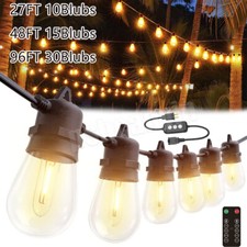 X-mas Decor 96ft String Lights S14 LED Shatterproof IP65 Warm for Outdoor Garden