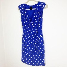 Ann Taylor Blue Polka Dot Sleeveless Dress Sz XS