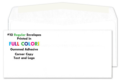 2,500 Printed #10 Regular Envelopes, Full Color Custom White, 1-side