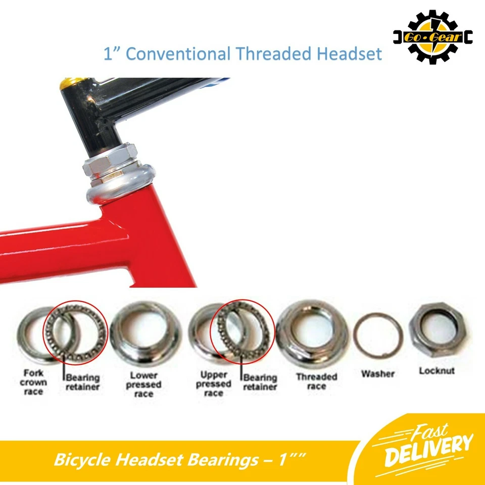 BIKE HEADSET BEARINGS 1"" 1 Inch Threaded Threadless Road BMX Hybrid MTB Cycles - Image 3 of 4