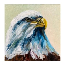 Original Art Eagle Oil Painting American Bald Eagle Painting Bird Small Artwork
