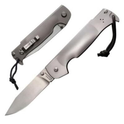 Cold Steel Pocket Bushman Knife Silver Clip Point Ram Safe Lock