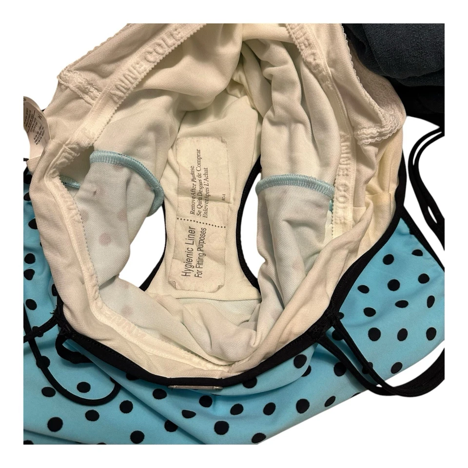 Anne Cole Teal Polka Dot Swimsuit Sz 14 Pinup Retro Bathing Suit NWOT - Image 4 of 4