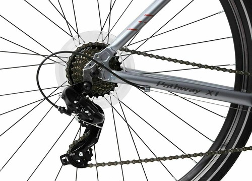 Ammaco Pathway X1 700c Wheel Ladies 16" Alloy Frame Grey Hybrid Bike 21 Speed - Picture 2 of 8