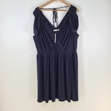 NEW Asos dress womens 24 fit flare navy blue sleeveless Vneck stretch 108251