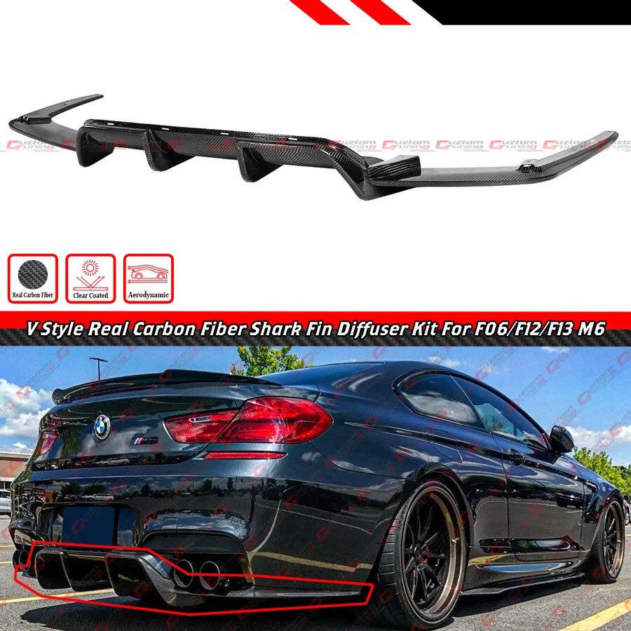 Difusor trasero de fibra de carbono estilo V para BMW F06 F12 F13 M6 2012-2018 con extensión Foto 2 de 4