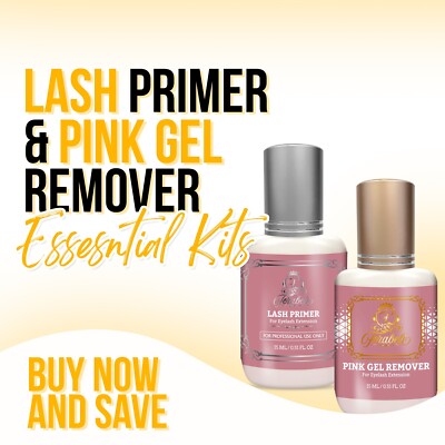 FORABELI Essential kits PRIMER+REMOVER+Eyelash Extension Kit lash Glue supplies 